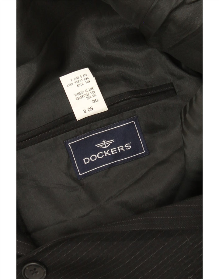 Jaqueta blazer masculina Dockers com 2 botões IT 50 grande lã preta listrada