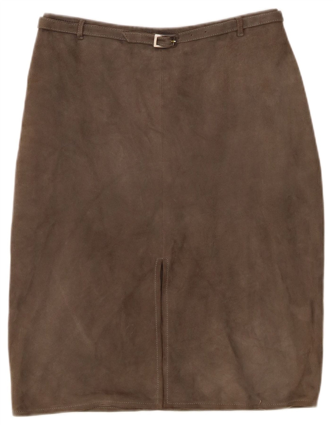 Saia feminina vintage de camurça IT 44 médio W26 couro cáqui