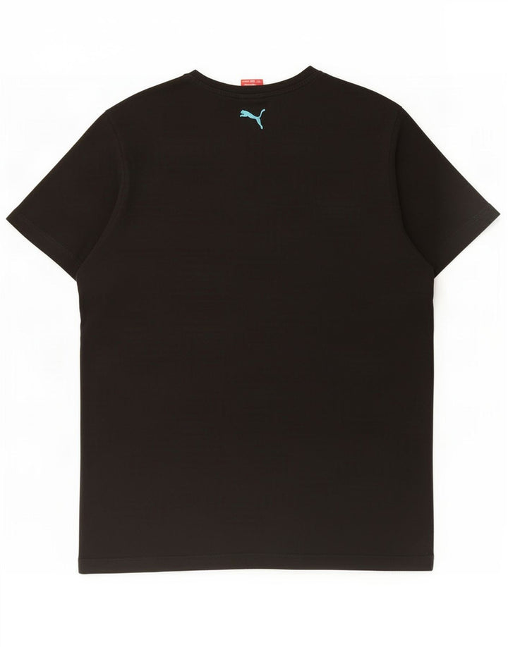 Puma Mens Graphic T-Shirt Top Médio Algodão Preto