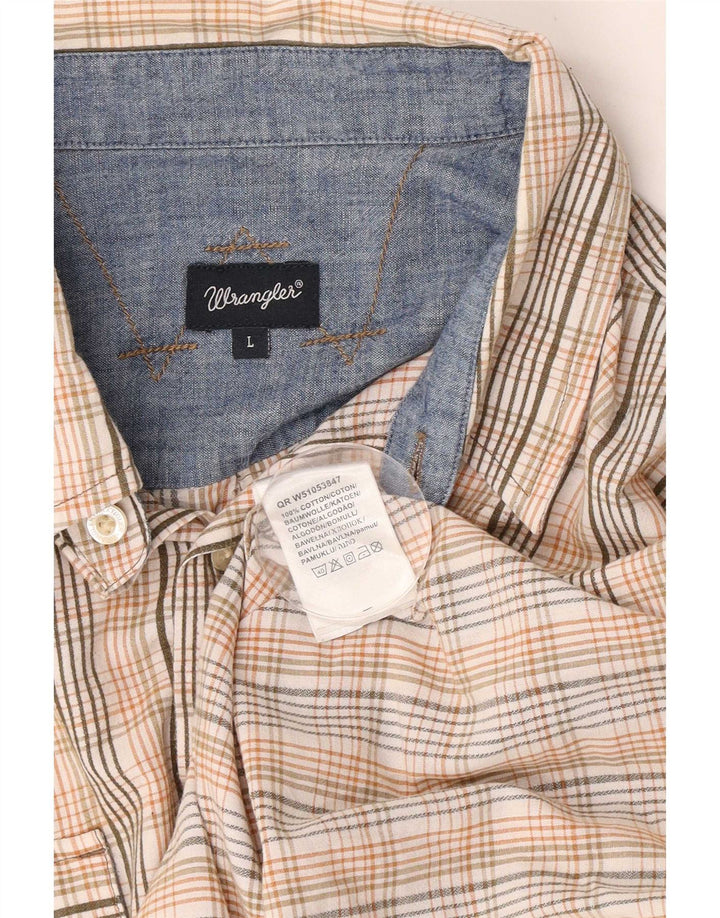 Wrangler Camisa masculina de manga curta grande algodão xadrez multicolorido