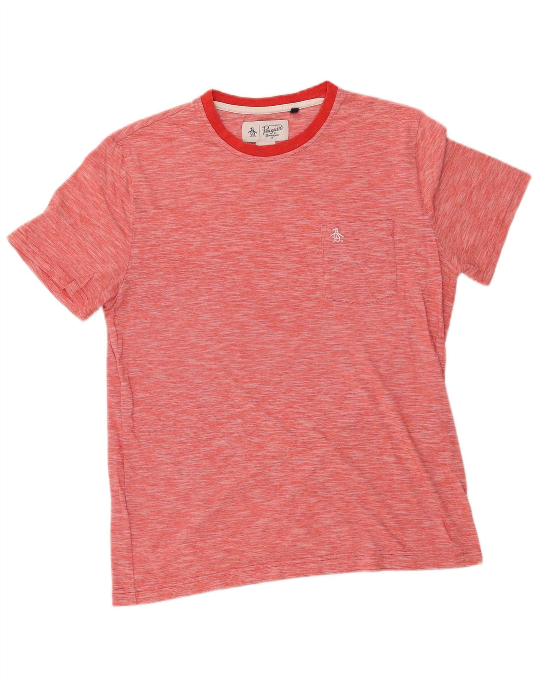 Camiseta masculina Penguin Top grande algodão manchado vermelho