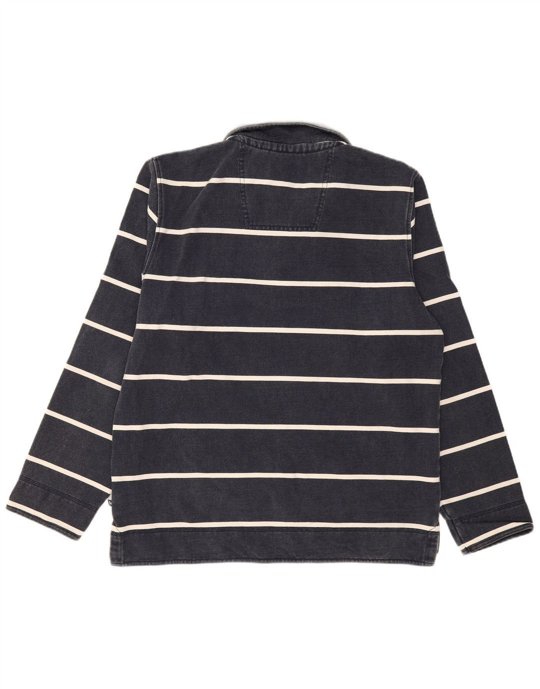 CREW CLOTHING Suéter masculino com zíper e gola grande listrado azul marinho