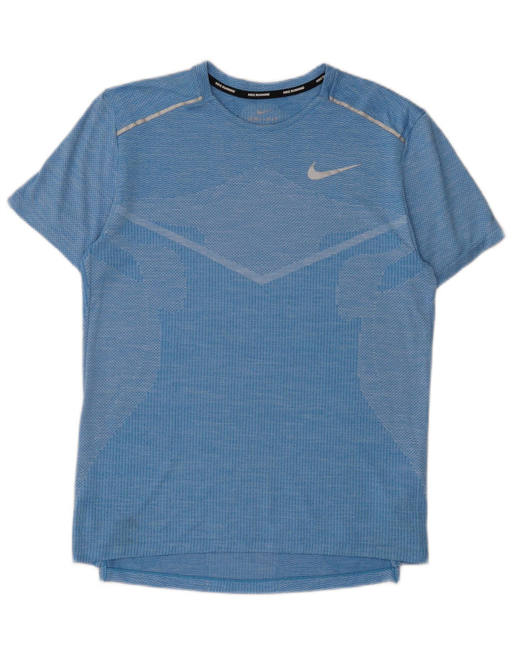 Camiseta masculina Nike Dri Fit Top pequeno poliéster manchado azul