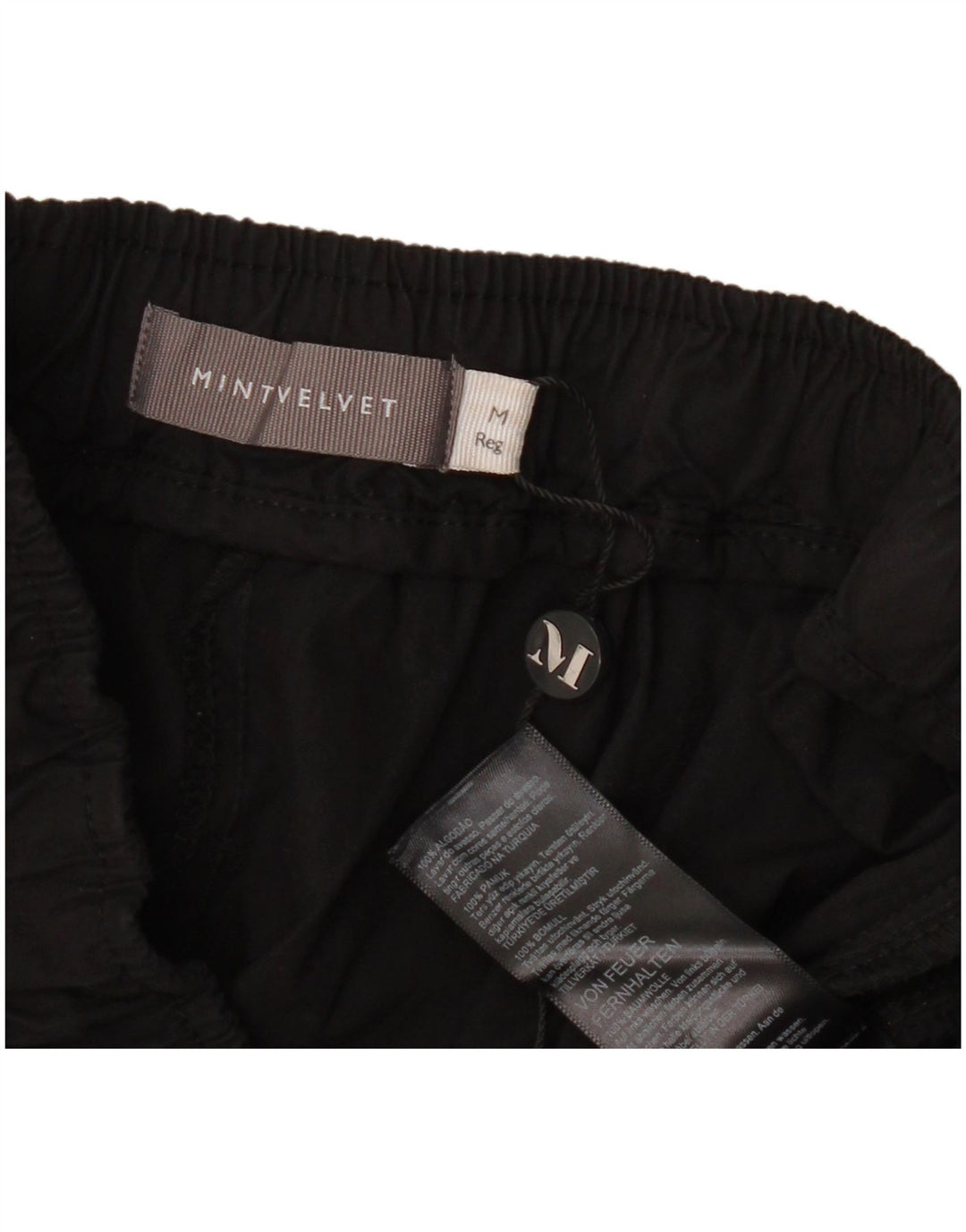 Calça de treino feminina MINT VELVET Reino Unido 14 algodão preto médio