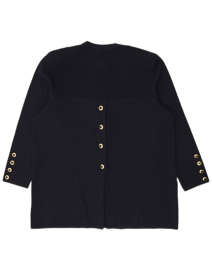 Suéter cardigã feminino vintage com palangre grande IT 46 azul marinho grande