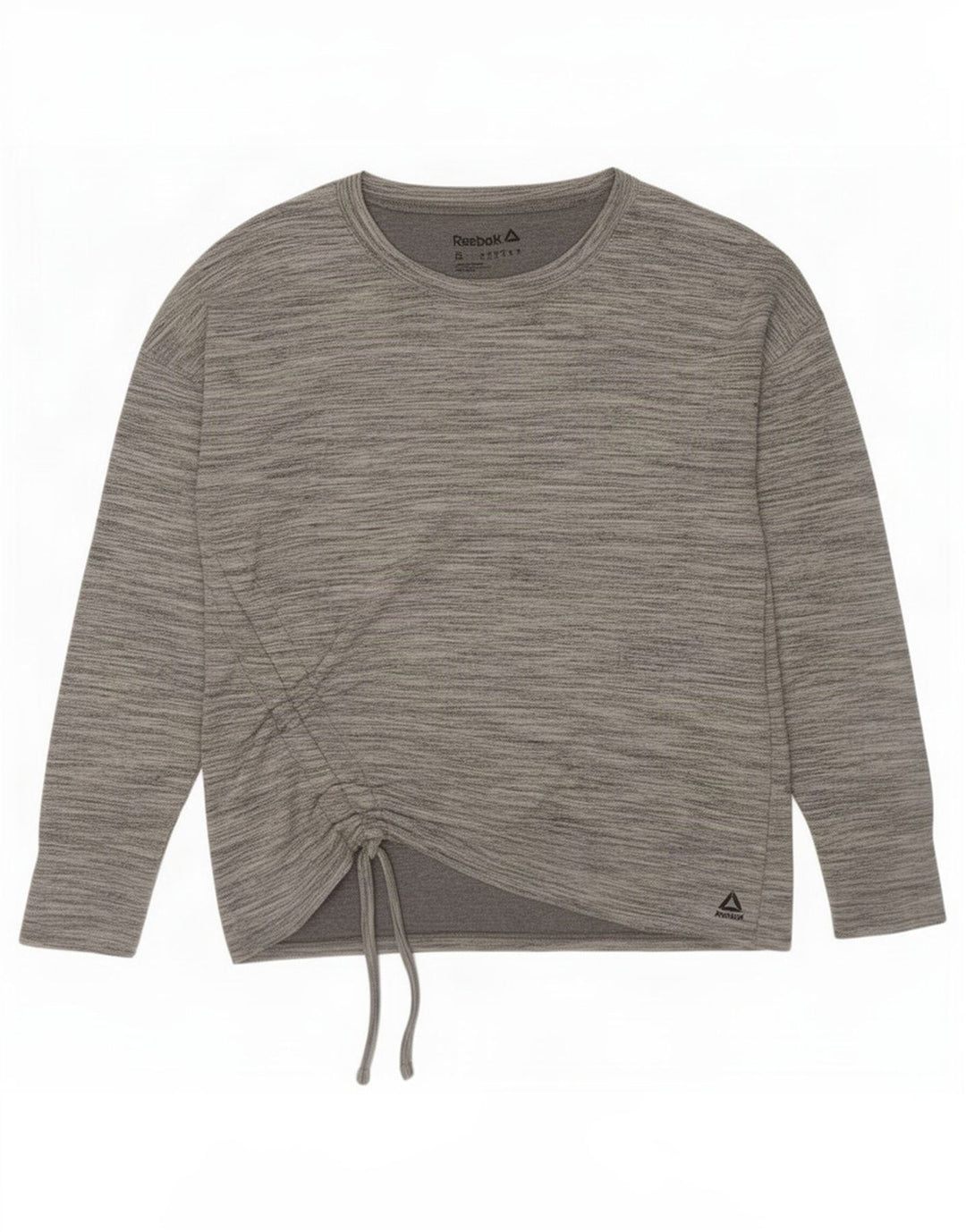 Reebok feminino oversized top manga comprida UK 10 pequeno cinza manchado poliéster