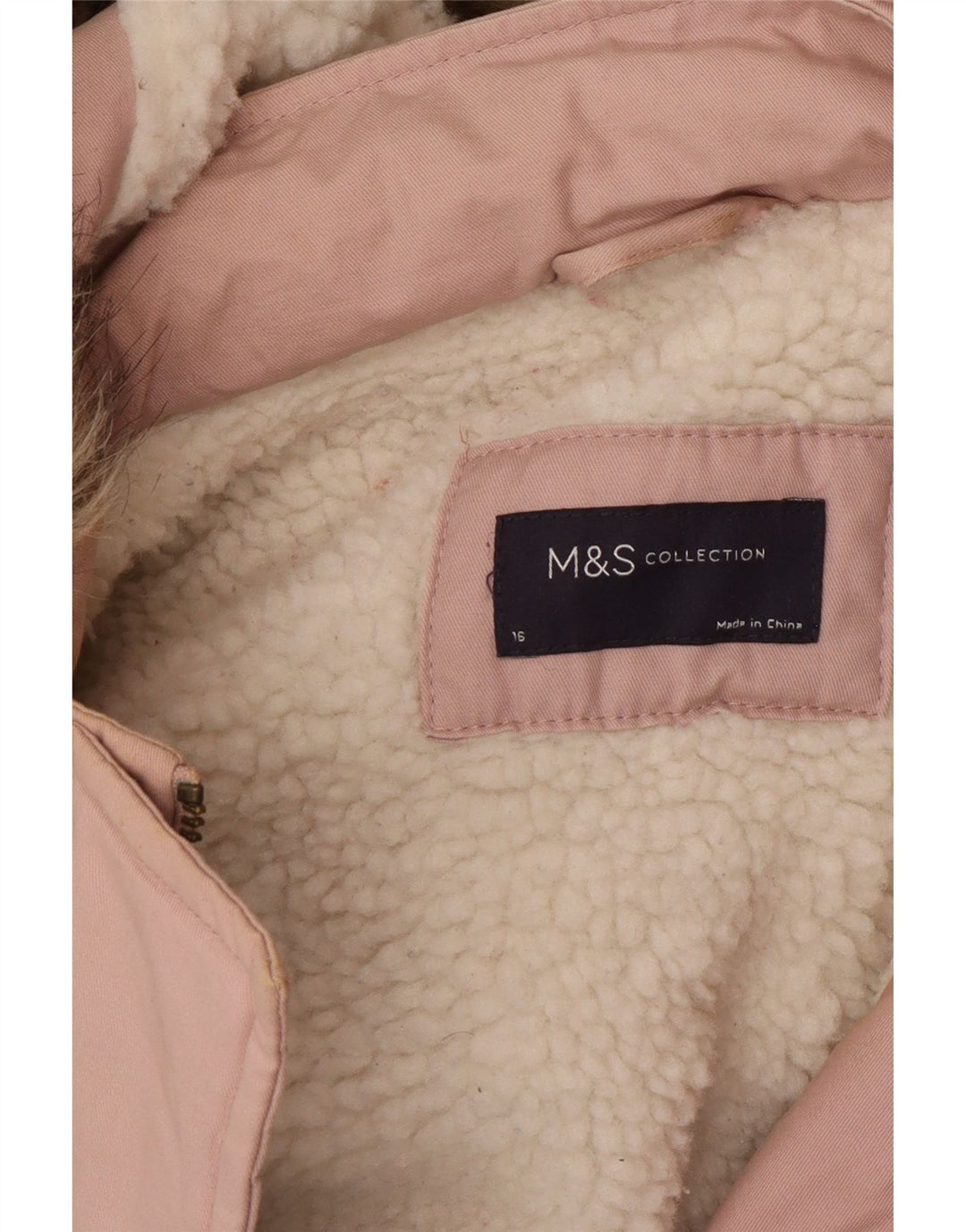 Jaqueta parka feminina com capuz grande Marks & Spencer Reino Unido 16 grande rosa