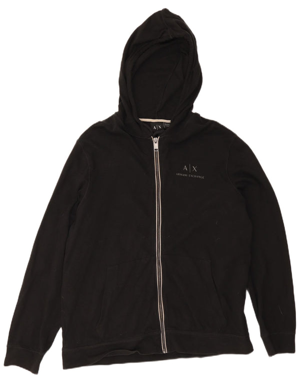 Suéter masculino Armani Exchange com capuz e zíper XL algodão preto