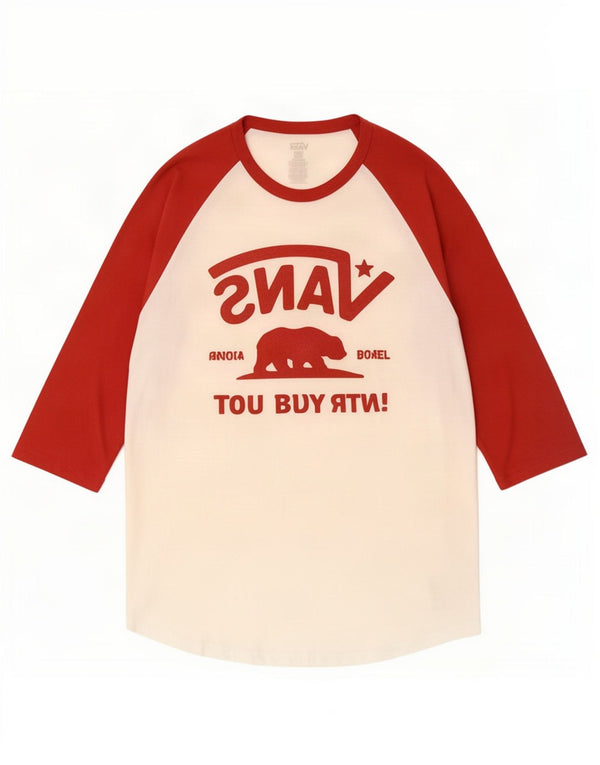 Top gráfico feminino Vans manga 3/4 grande algodão colorblock branco