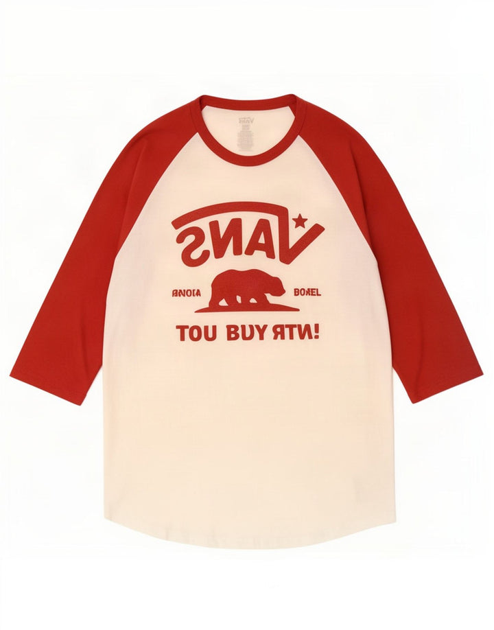 Top gráfico feminino Vans manga 3/4 grande algodão colorblock branco