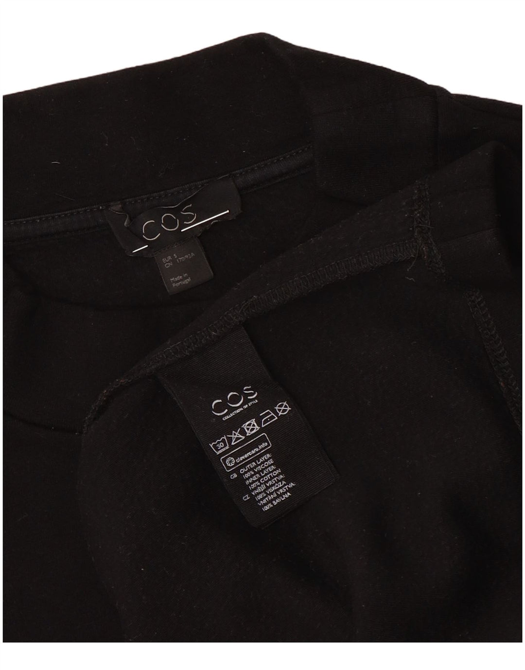 Cos Womens Oversized Top Manga Longa UK 10 Pequena Viscose Preta