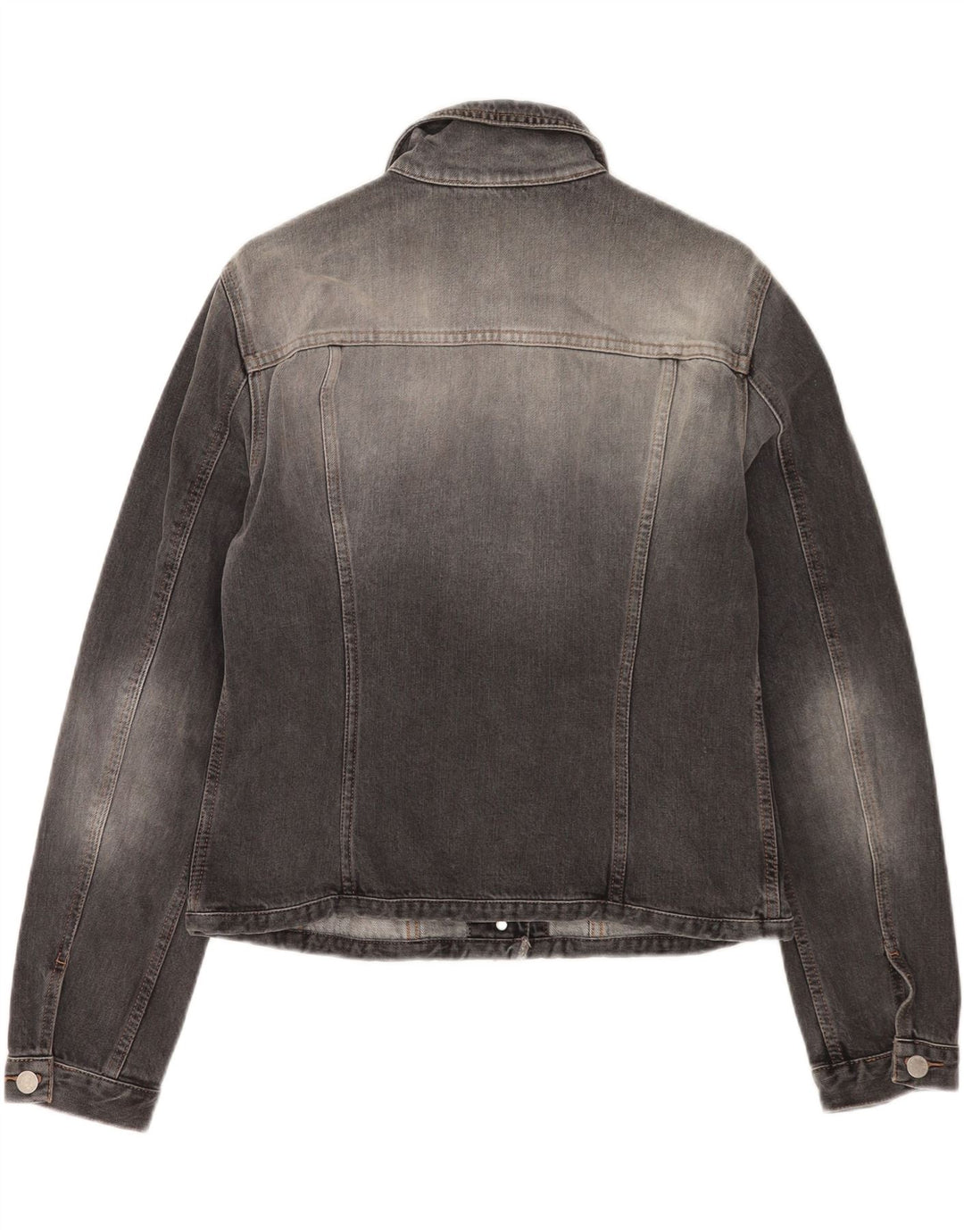 Jaqueta jeans feminina Benetton UK 16 grande algodão cinza