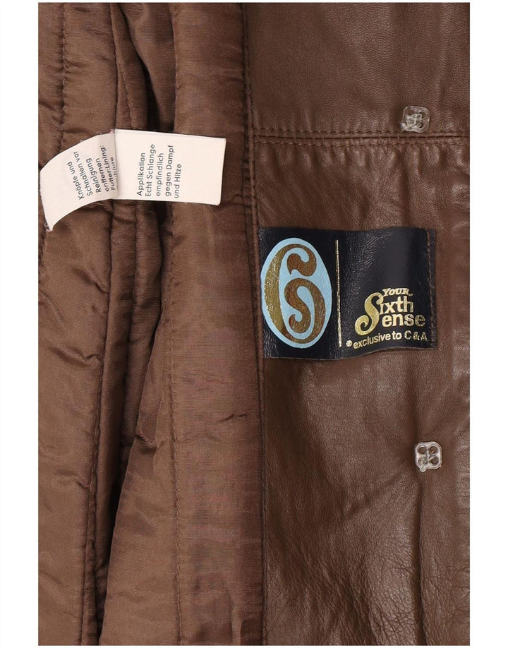Casaco de couro feminino Your Sixth Sense UK 16 grande marrom