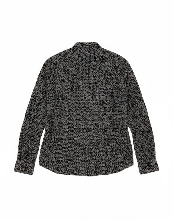 Camisa masculina REPLAY de ajuste regular grande algodão geométrico cinza