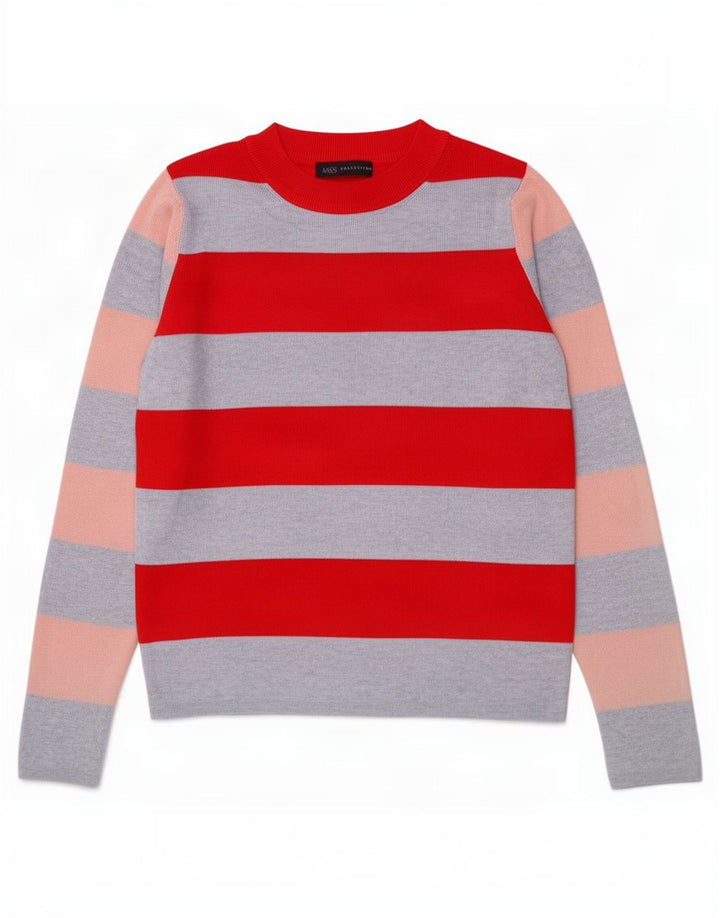Top feminino Marks & Spencer de manga comprida UK 10 pequeno listrado multicolorido