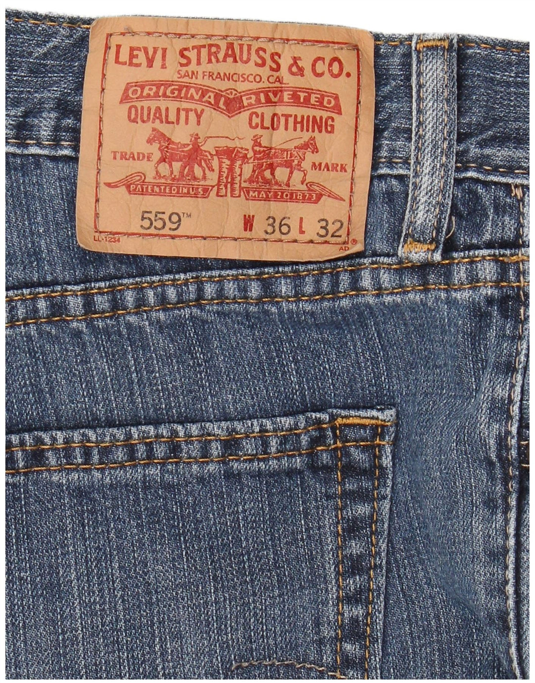 LEVI'S Masculino 559 Relaxed Fit Straight Jeans W36 L32 Azul Algodão