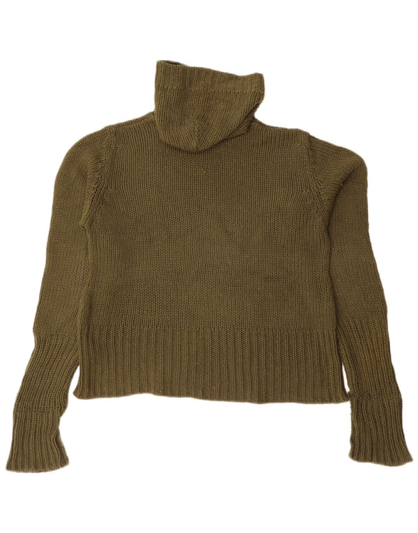 Zara Suéter feminino com capuz grande e grande Reino Unido 14 acrílico verde médio