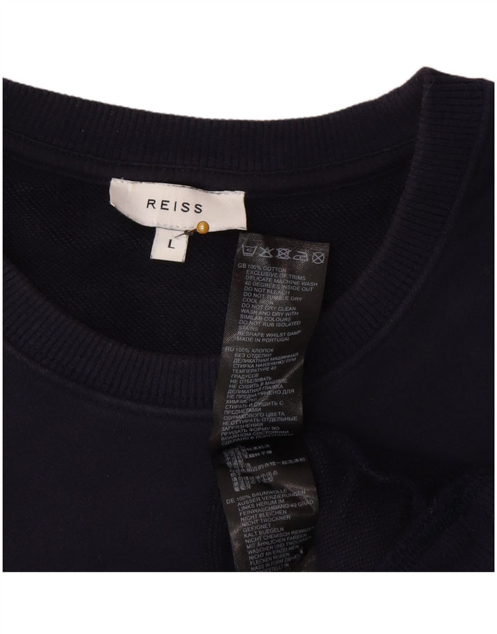 Reiss moletom gráfico masculino jumper grande algodão azul marinho