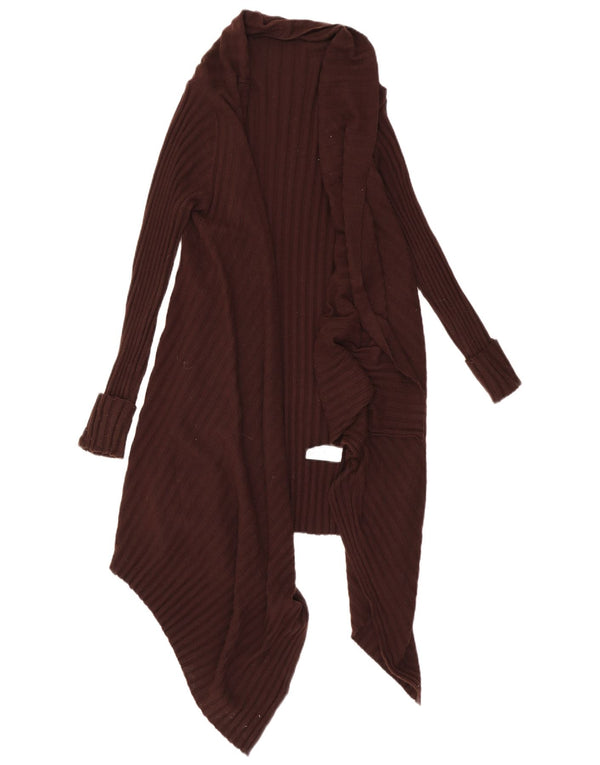 Suéter cardigan assimétrico feminino Marks & Spencer Reino Unido 8/10 pequeno marrom
