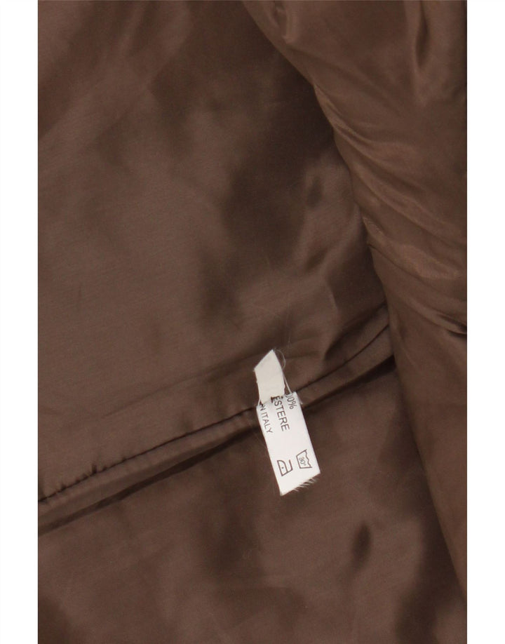 Colete acolchoado feminino vintage UK 14 poliéster marrom médio