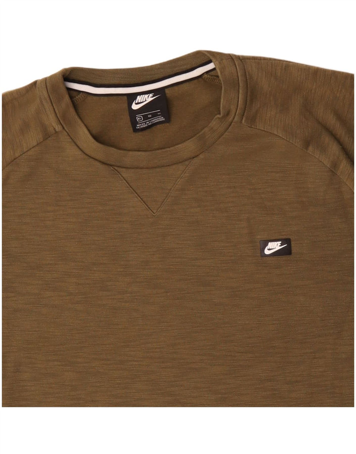 Moletom masculino NIKE Jumper XL cáqui manchado de algodão