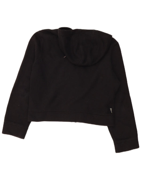 Suéter Reebok feminino Crop Zip com capuz UK 14 médio algodão preto