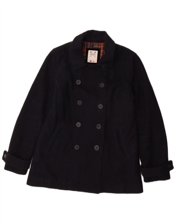 Crew Clothing Womens Pea Coat Reino Unido 12 Lã Azul Marinho Médio