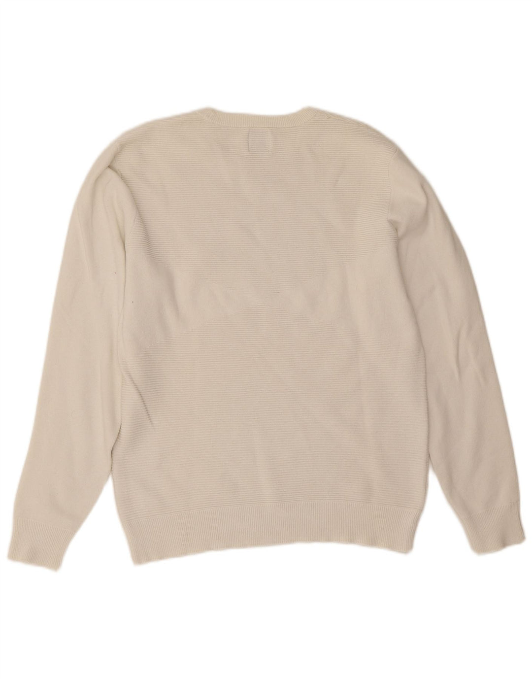 Zara Suéter masculino com gola redonda, algodão branco médio