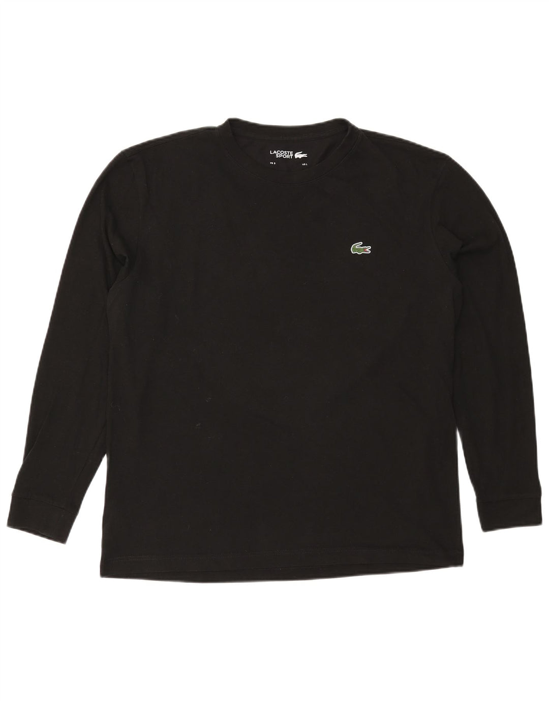 Lacoste Mens Top Manga Longa Tamanho 5 Grande Algodão Preto