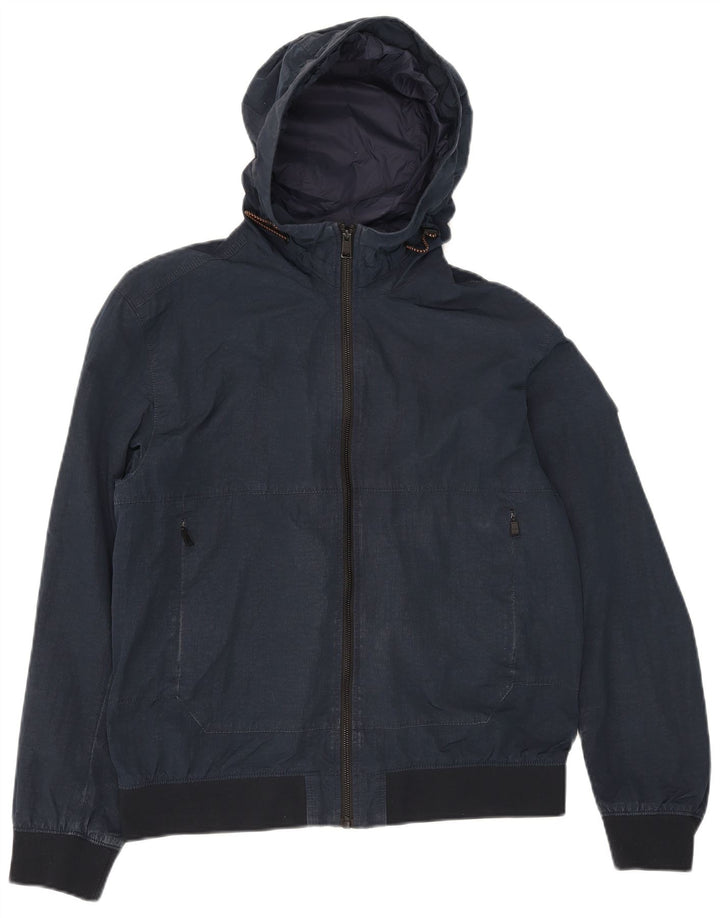 Jaqueta bomber masculina com capuz Hugo Boss EU 48 poliamida azul marinho médio