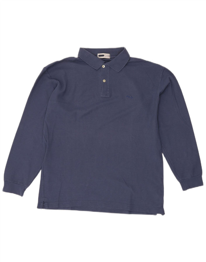 Camisa polo masculina de manga comprida FILA IT 50 algodão azul médio