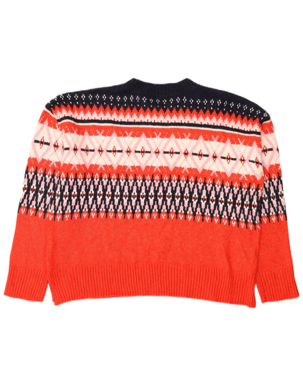 Suéter feminino Marks & Spencer com gola redonda Reino Unido 16 grande Red Fair Isle