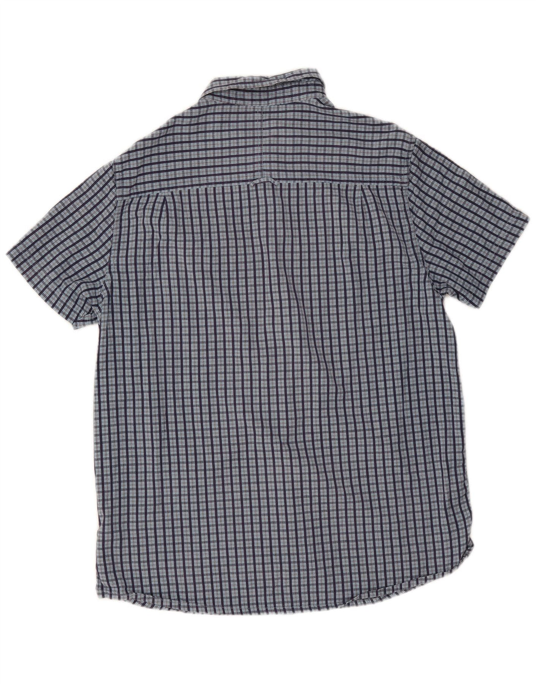 Camisa masculina de manga curta Mountain Warehouse grande algodão xadrez azul marinho
