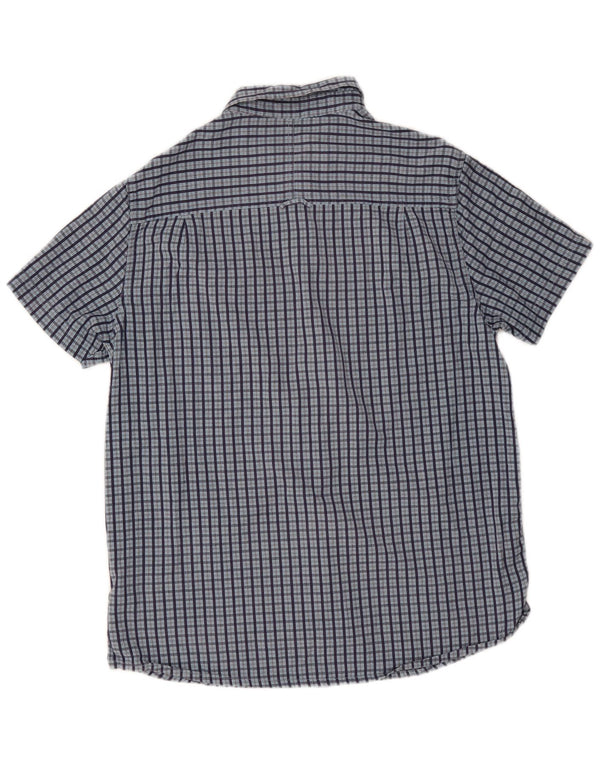Camisa masculina de manga curta Mountain Warehouse grande algodão xadrez azul marinho