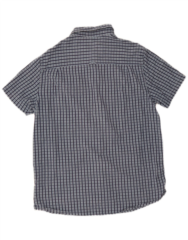 Camisa masculina de manga curta Mountain Warehouse grande algodão xadrez azul marinho