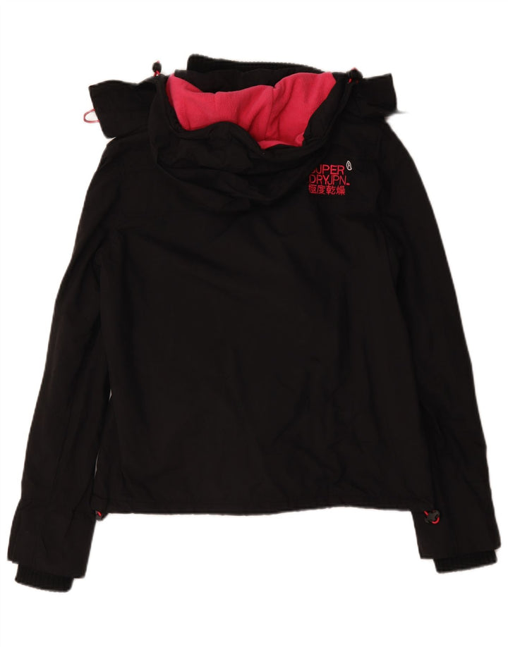Jaqueta corta-vento feminina Superdry com capuz e blusão UK 14 médio preto