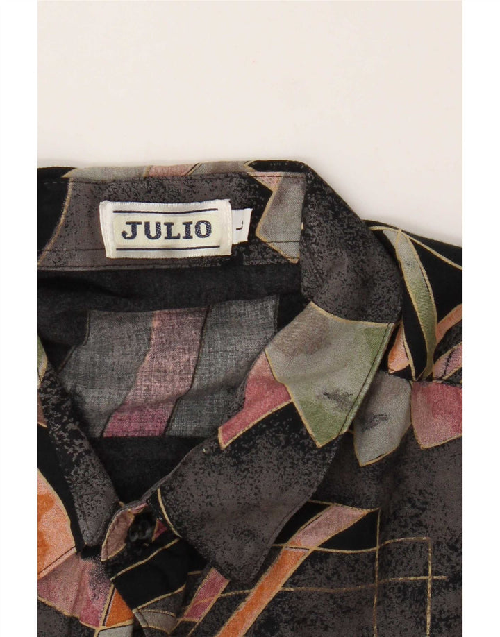 Camisa masculina vintage de manga curta grande geométrica multicolorida