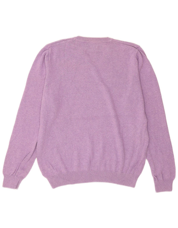 Suéter masculino Marks & Spencer com decote em V grande algodão roxo