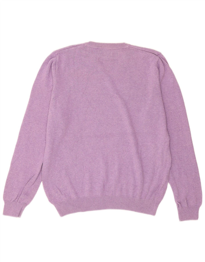 Suéter masculino Marks & Spencer com decote em V grande algodão roxo