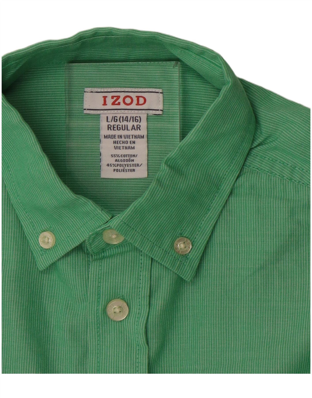 Camisa regular Izod Boys 14-15 anos algodão listrado verde grande