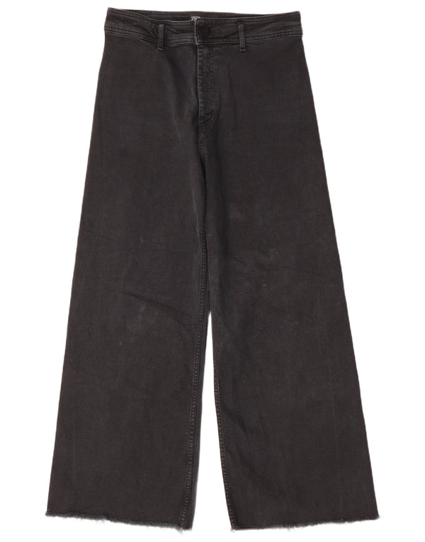 Zara Jeans feminino The Marine Straight Wide Leg EU 42 Grande W32 L29 Preto