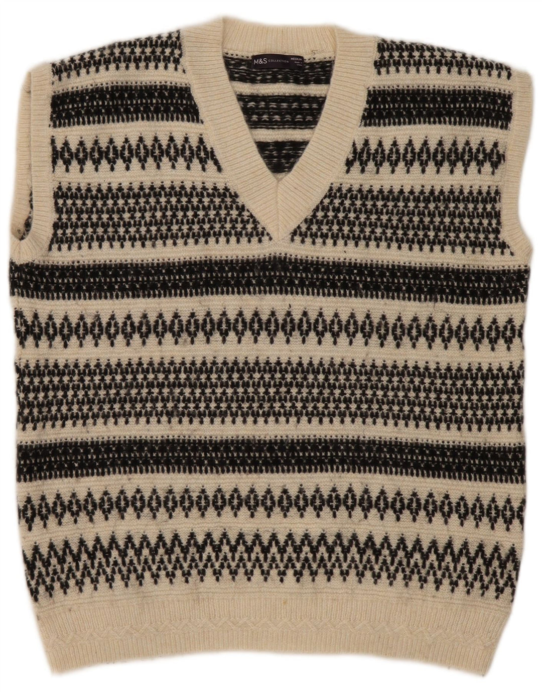 Regata masculina Marks & Spencer com colete médio bege Fair Isle acrílico