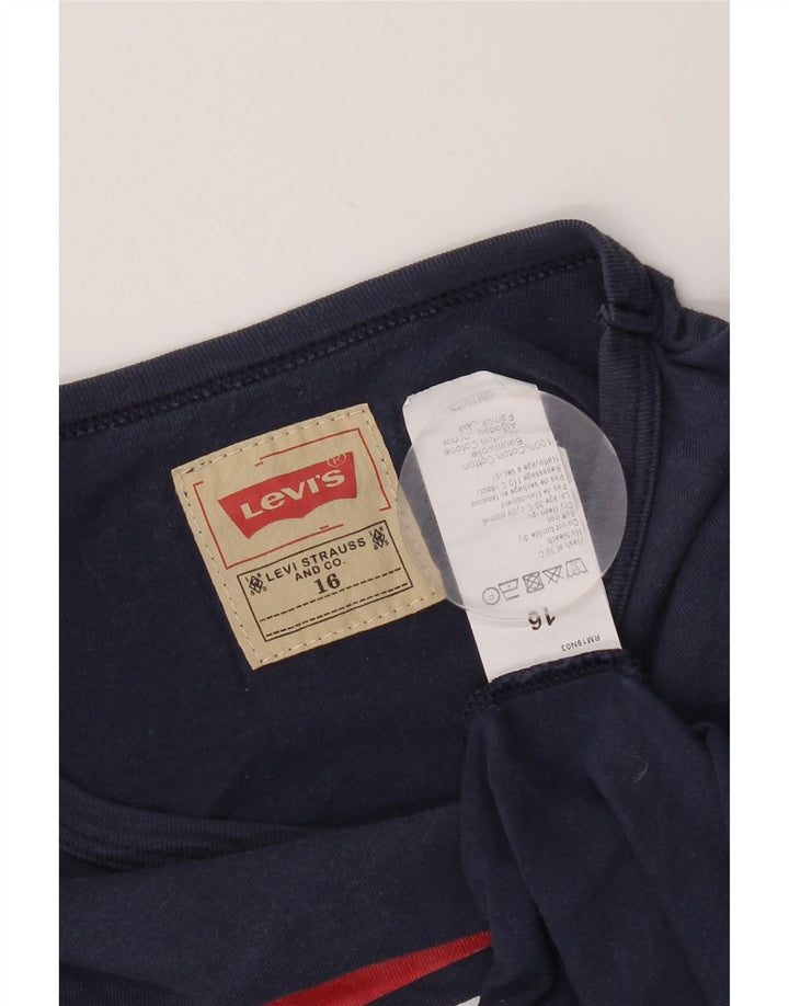 Top gráfico LEVI'S Boys manga comprida 15-16 anos azul marinho bloco colorido