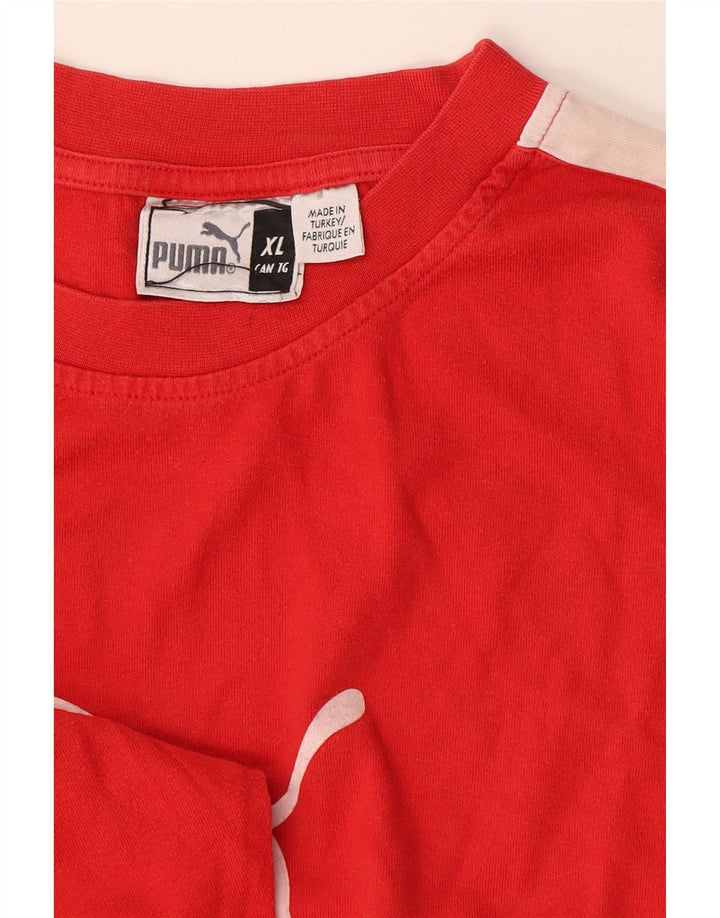 Puma Mens Graphic Top Manga Longa XL Vermelho Colorblock