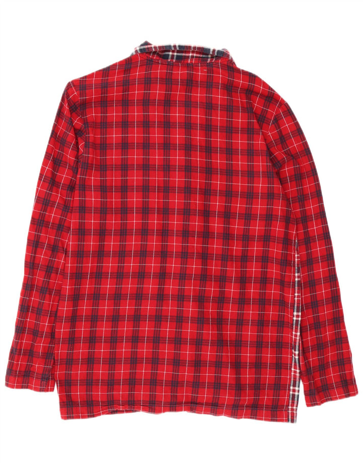 Camisa masculina de flanela Tommy Hilfiger de algodão xadrez vermelho médio
