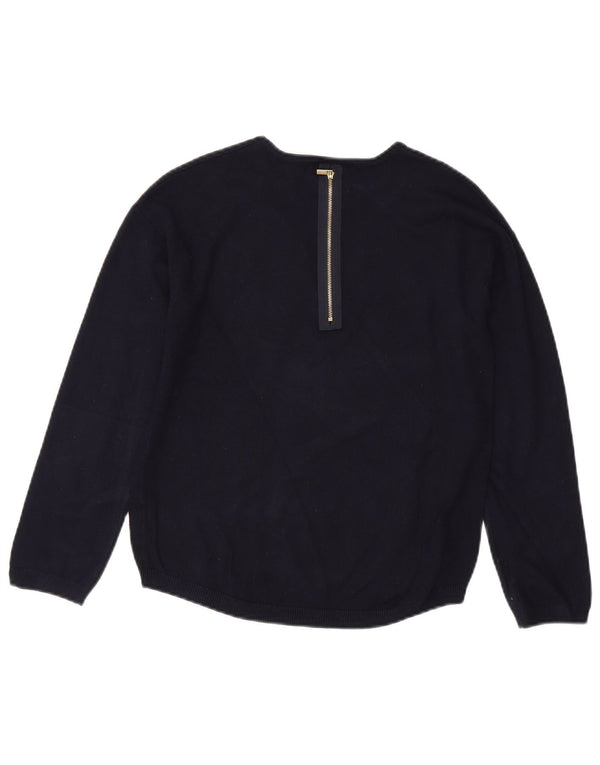 Zara Suéter feminino com gola redonda, 11-12 anos, azul marinho, viscose