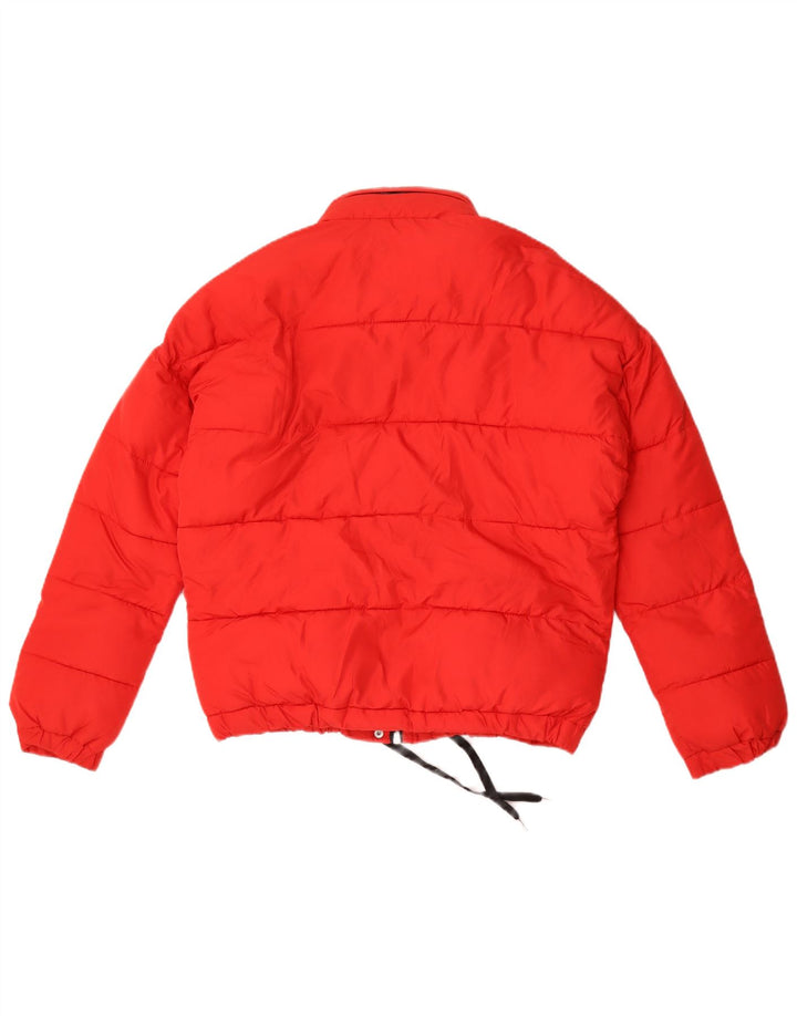 ZARA Jaqueta feminina acolchoada com capuz e grandes dimensões UK 6 XS Viscose vermelha