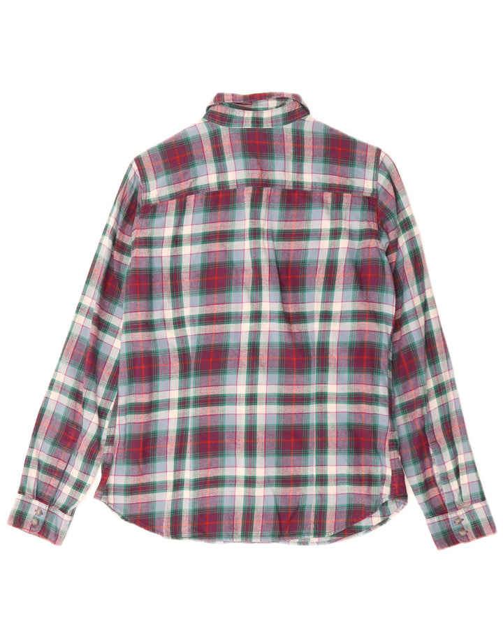 Camisa feminina de flanela Eddie Bauer UK 10 pequena algodão xadrez multicolorido