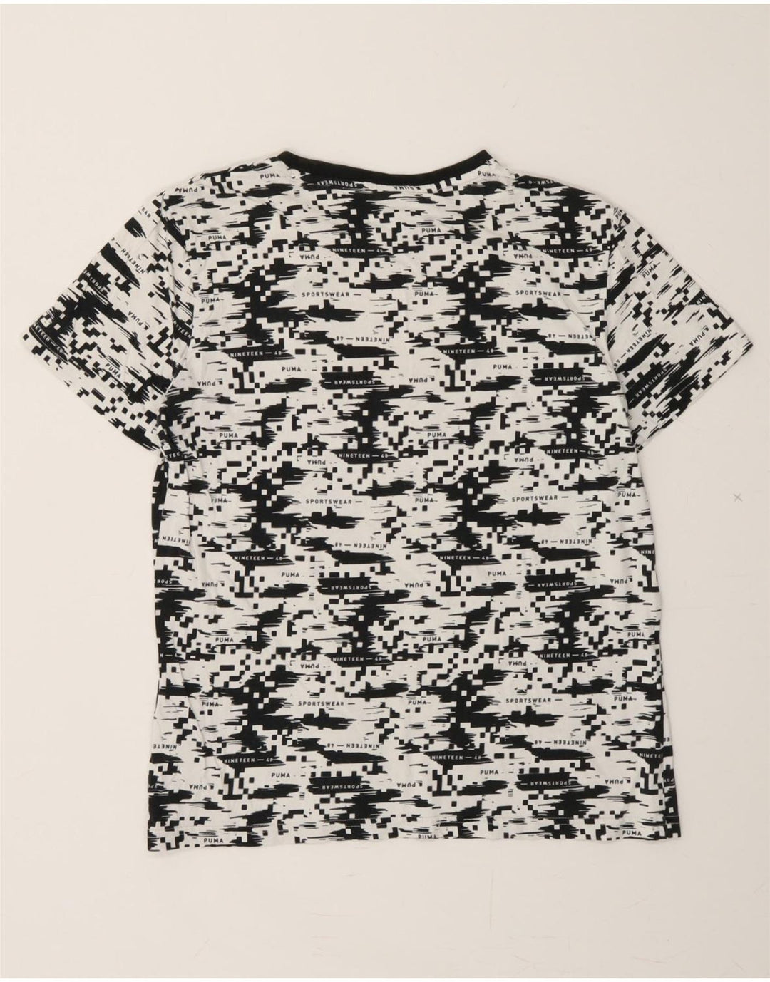 PUMA Boys T-Shirt Top 13-14 Years White Geometric Cotton Vintage Puma and Second-Hand Puma from Messina Hembry 