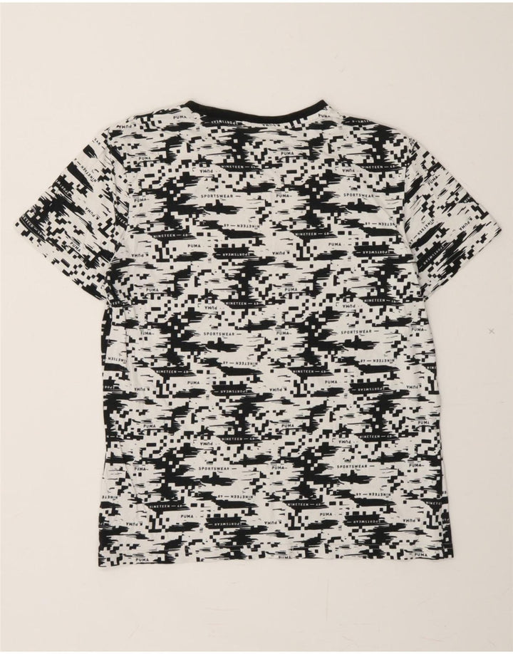 PUMA Boys T-Shirt Top 13-14 Years White Geometric Cotton Vintage Puma and Second-Hand Puma from Messina Hembry 